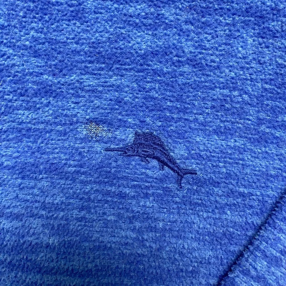 Tommy Bahama Quarter Zip Fleece Sweatshirt Mens 2XL Blue Marlin Logo Mock Neck